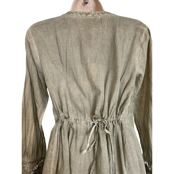 Raga Pintuck Pleat Lace Sleeve Green Shirt Dress Size XS oversized NWT - Picture 7 of 12